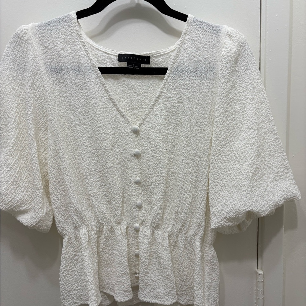 Sanctuary Cream Textured Blouse